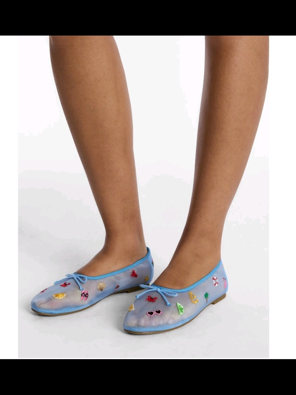 No Boundaries Blue Mesh Summer Embroidered Ballet Flats New With Tags NWT Sizes